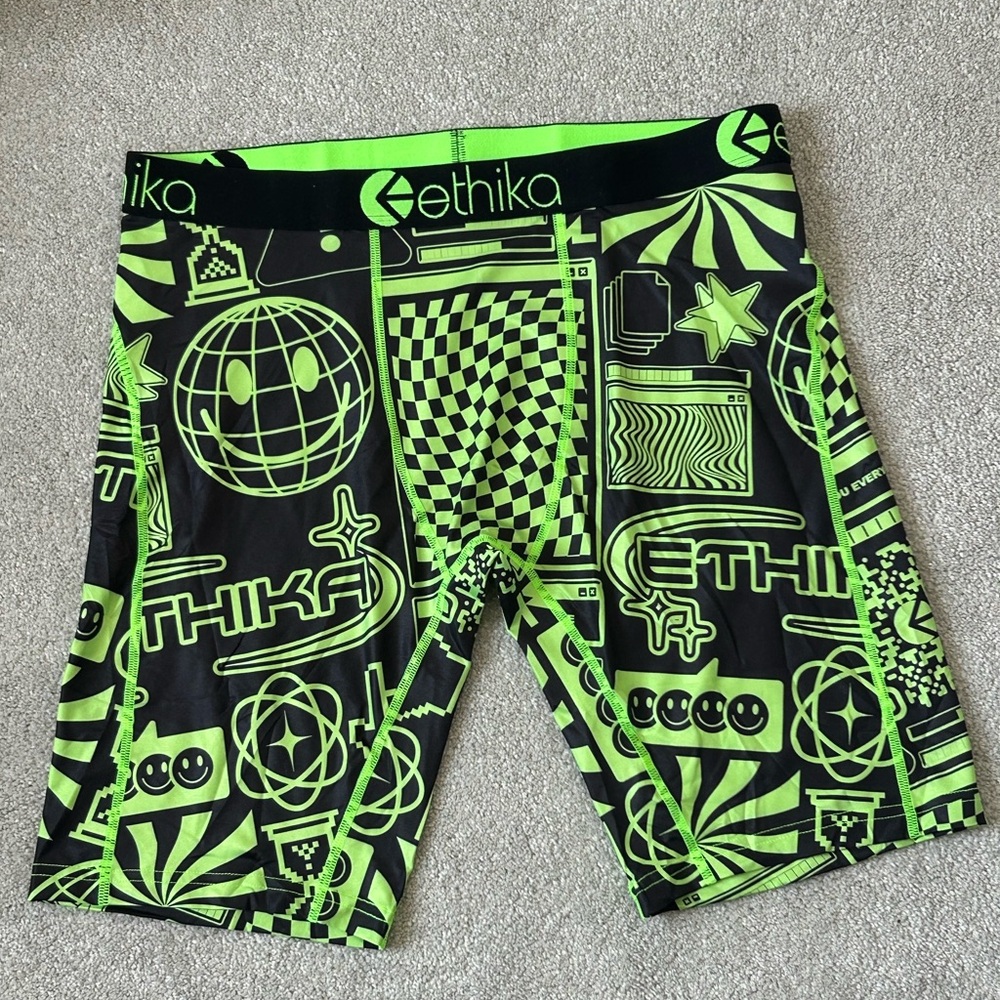 🔥🆕🔥 Ethika NWT Men's XL "The Staple Fit" Boxer Briefs - Neon Green Digital Print
